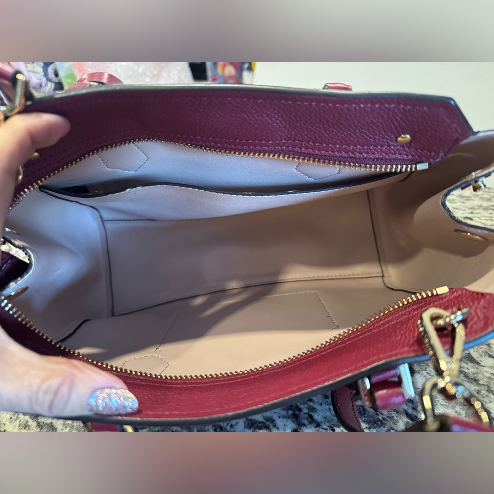 Michael Kors Burgundy Studded Satchel - Picture 6 of 7